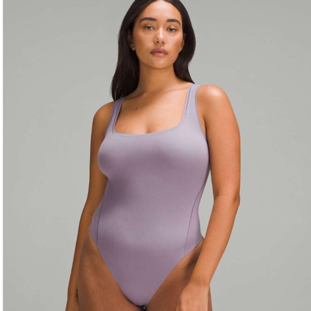 Lululemon Wundermost Ultra-Soft Nulu Square-Neck Sleeveless Bodysuit Purple Ash